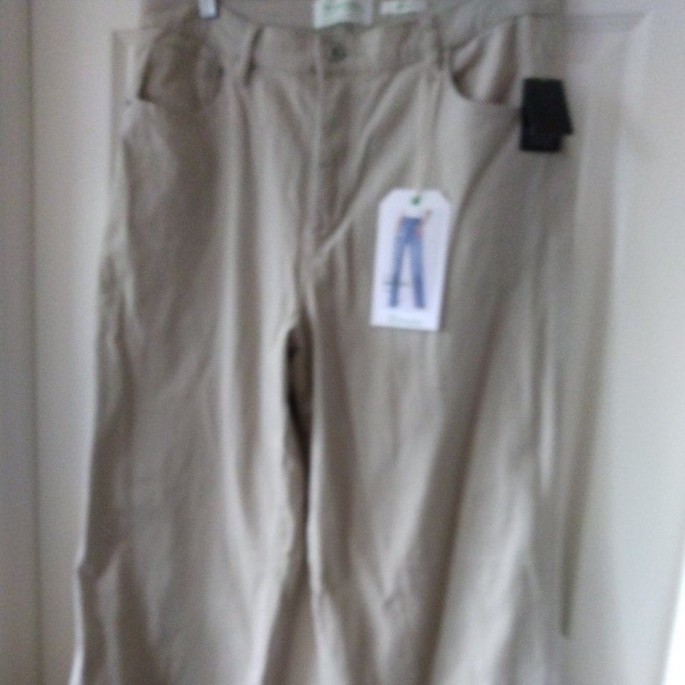 brand new high waist, wide leg khaki cotton pants DESC: khaki colour,